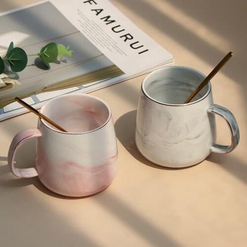 WSHYUFEI Nordic ins marble pattern ceramic cup creative men and women couple office water cup coffee cup home mugs coffee cups