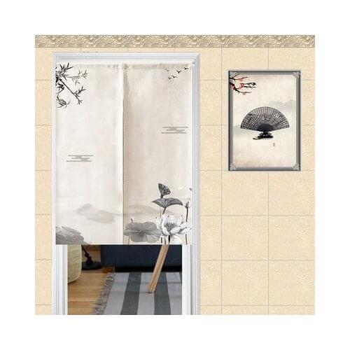 Chinese ink wash painting retro door curtain cloth art porch retro living room bedroom decorative partition Zen door screen
