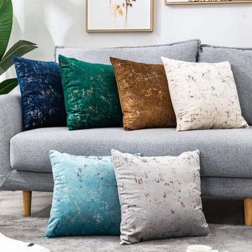 1PC Square Pillowcase Cushion Cover Velvet Decoration Home Velvet Plain Bronzing Pillow Case For Sofa Bed Car Home Throw Pillow