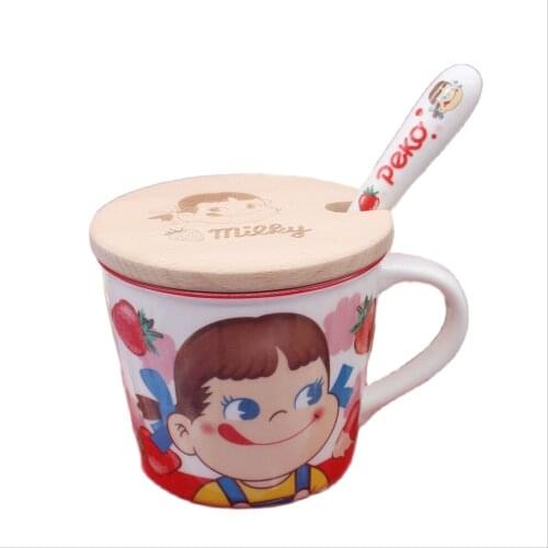 Cute Milk Coffee Cup Girl Cartoon Mug Strawberry Ceramic Water Cup Mugs Pink Coffee Cup Funny Mug Tazas Birthday Gift Box CM076