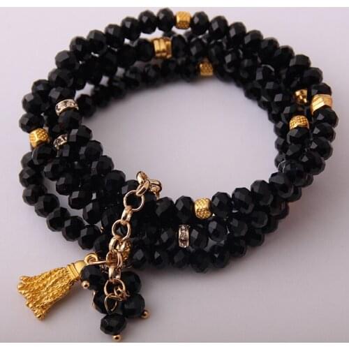MOODPC New Design Energy Bracelets Made Beautiful Glass Crystal Metal Tassel Bracelet bangle set