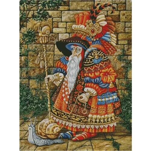 14/11/18/22/16/28/25ct Lovely Counted Cross Stitch Kit Red Santa Magic cane Wizard and snail 10475 Free Shipping