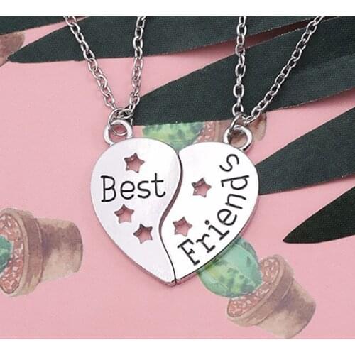 Fashion New Best Friend Necklace Stitching Ladies Charm Heart-shaped Little Star Pendant Collar Friendship Jewelry Gift 2020