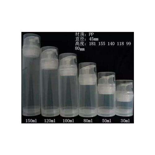 30ml 50ml 80ml 100ML 120ml 150ML Plastic Lotion Sub-Bottling With PP Vacuum Pump Serum Bottles Refillable Cream Airless Bottle