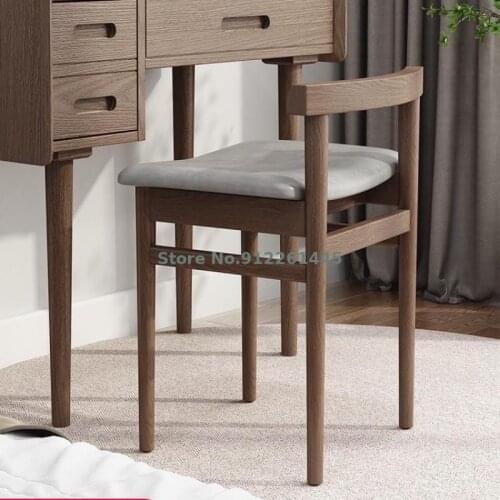Solid Wood Dressing Chair Backrest Dressing Stool Modern Minimalist Net Red Stool Home Bedroom Desk Stool Makeup Stool