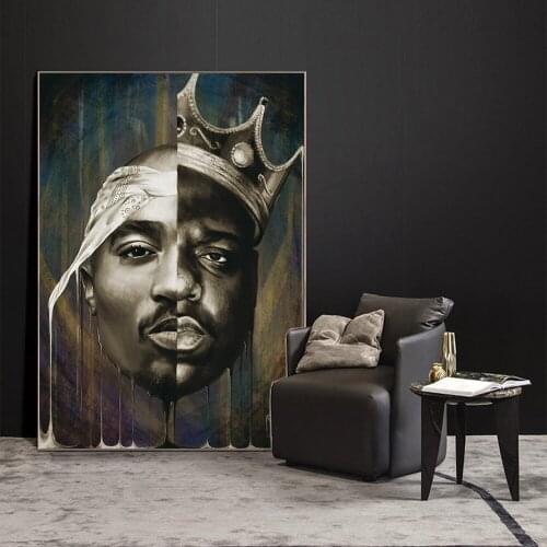 Portrait of Big And Tupac Figure Canvas Paintings Wall Art Posters & Prints Modern Wall Pictures for Living Room Home Wall Decor