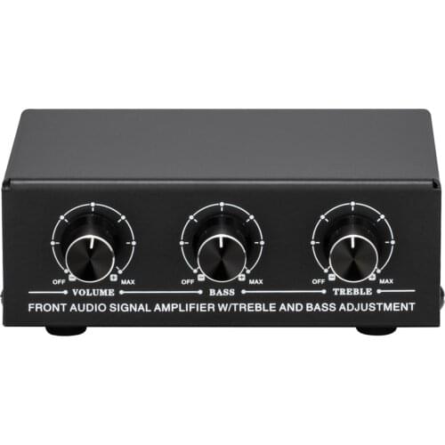 Pre-stereo B057Amplifier Preamplifier Signal Amplifier Pre-stereo Booster Enhancer with High Bass Adjustment USB 5V Power Supply