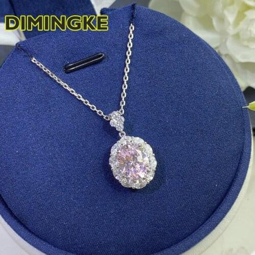 DIMINGKE Super Flash Diamond Silver Necklace 100%-S925 Silver Female Jewelry Wedding Party Birthday Gift