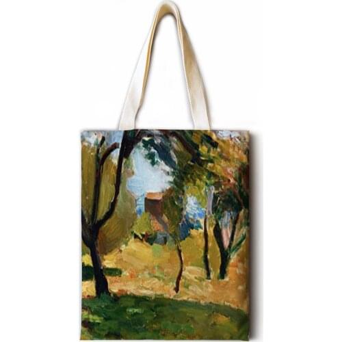 Brutalist oil painting hemp tote bag fashion shoulder bag ladies leisure eco shopping high quality foldable handbag