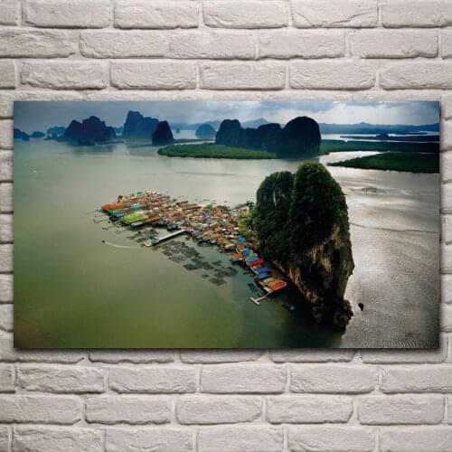 Thailand seascape nature landscape sea island town fabric posters on the wall picture home art living room decoration KL439
