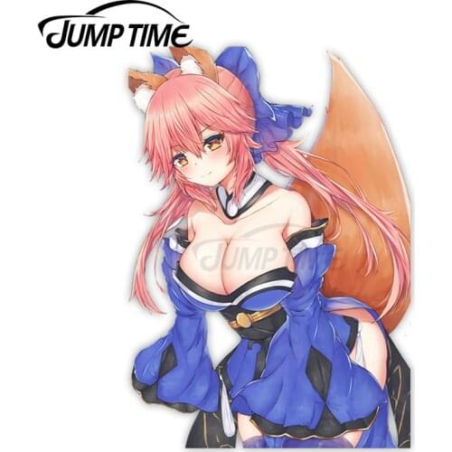 Jump Time 13cm x11.1cm Car Sticker Sexy Fox Anime Girls Decals Windshield Surfboard Refrigerator Waterproof Vinyl Car Decor