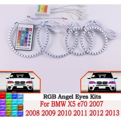 High quality DRL Angel Eyes LED RGB CCFL SMD headlight 4 ring set For BMW X5 e70 2007 2008 2009 2010 2011 2012 2013 accessories