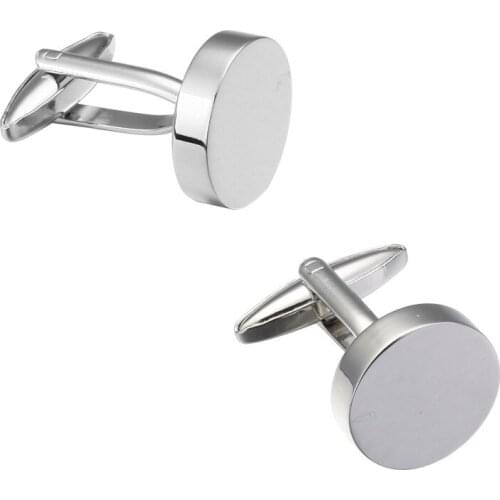 High quality copper silvery round smooth Cufflinks shirt cuff Cufflinks men French mens fashion jewelry