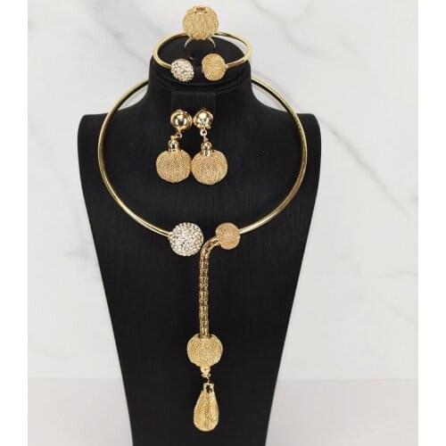 Sakura Love African Jewelry Set Bridal Fashion Dubai Gold Bracelet Necklace Glamour Woman Earring Morocco Banquet Wedding Gift