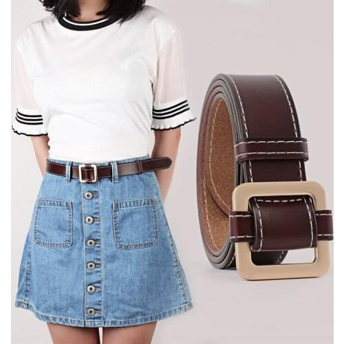 Maikuin European Style New Womens Belt Multicolor Needle-Free Square Smooth Buckle Belts Non-Porous Personality Waistband