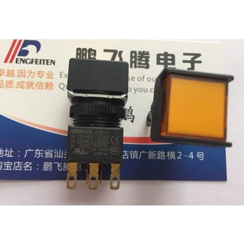 1PCS Imported Japanese Omron A165-AYM1-1 square jog reset button switch light touch button yellow