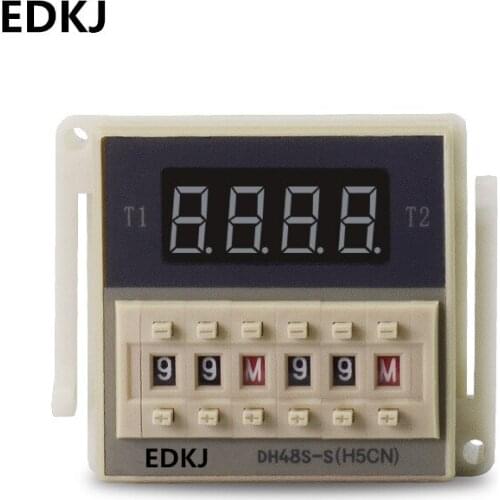 1Pcs DH48S-S DC12V DC24V AC110 AC220V Programmable Double Time Delay Relay Socket Base Voltage
