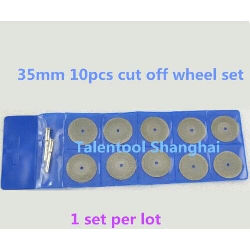 10Pc 35mm dremel accessories Stone Jade Glass Diamond dremel Cutting Disc Fit Rotary Tool Dremel Drills Tool with Two Mandrel