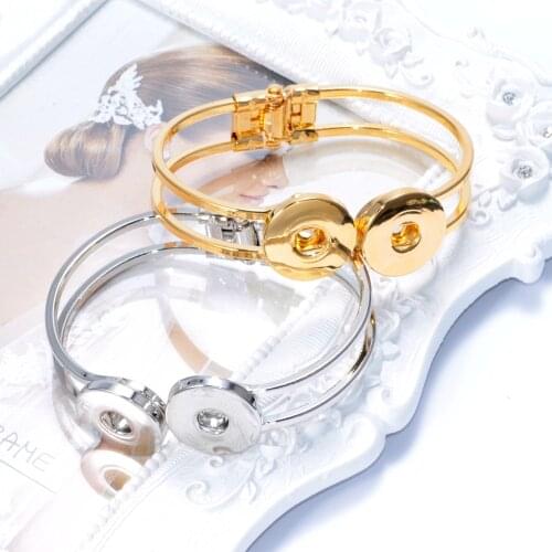 10pcs/lot Fashion Gold Alloy Bracelet & Bangle Snap Jewelry Fit 18mm Snap Button SZ0178