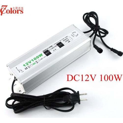 12V 100w Power Supply for LED Light Waterproof IP67 Transformer 220V 12V EU US UK AU Plug LED Driver with 2 male connector