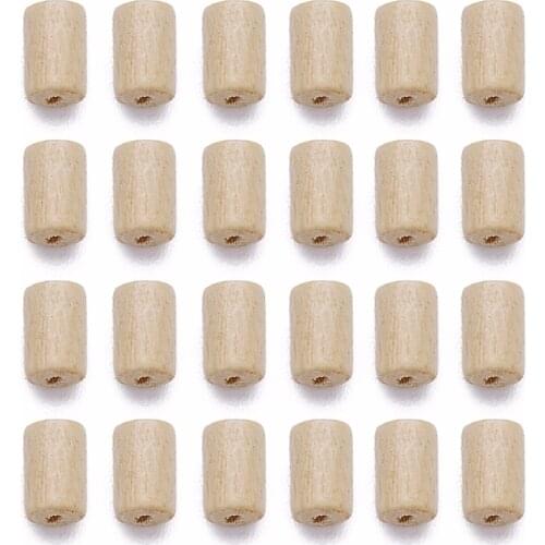 LOULEUR 300pcs Big Hole Wooden Beads 8X5mm Crude Wood Loose Spacer Column Wooden Beads For Diy Jewelry Makings Findings