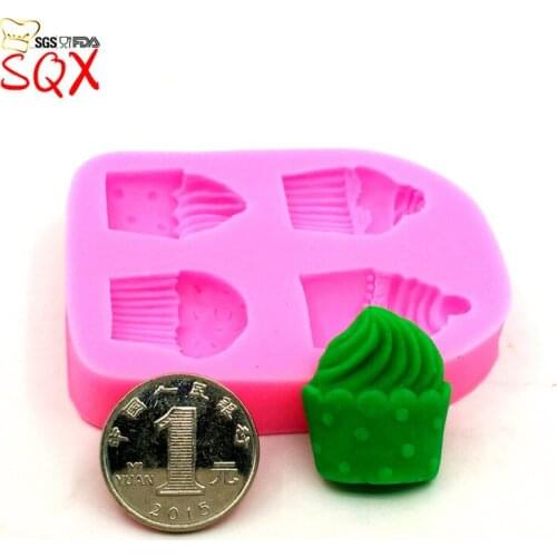 4PSC cake shape Silicone Mold, Resin Clay Chocolate Candy Cake Mould, Fondant Cake Decorating Tools, Cupcake Mold SQ16160