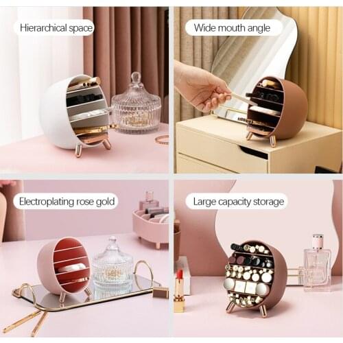5 grid Cosmetic Storage Box Plastic Dressing Table Finishing Shelf Eyebrow Pencil Lipstick Jewelry Storage Rack Home Organizer