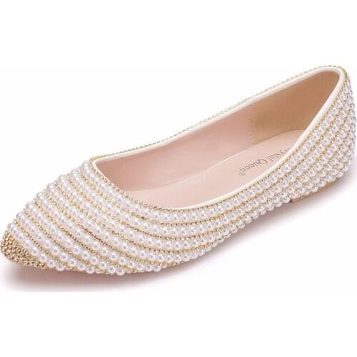 Diamond Comfortable Flat Shoes Wedding Shoes Tip Plus Size Womens Bride Flat Shoes Womens Loafers