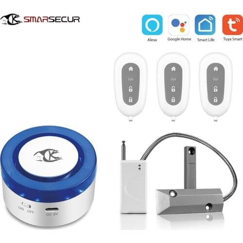 Wireless smart WIFI alarm siren Home security system with Smart life APP with roll gate Magnetic contact