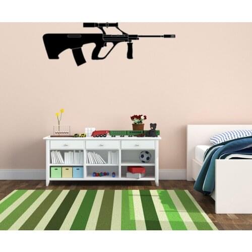 Bullpup Machine Gun Army Removable Wall Stickers for Nursery Kids Room Boys Vinyl Wall Decals Bedroom Hobby Art Murals YY129