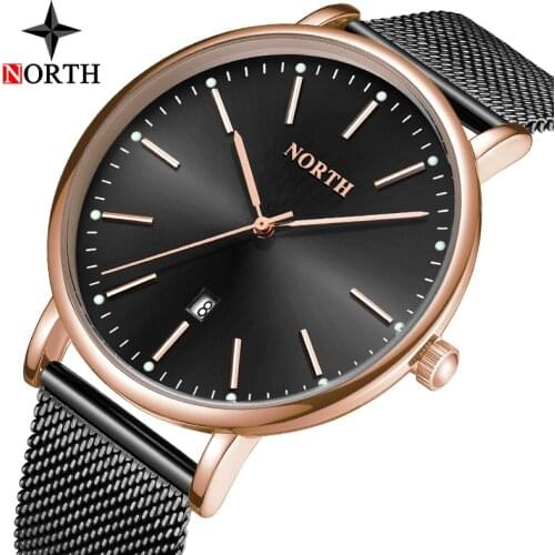NORTH Watch Men Luxury Brand Fashion Casual Watches Quartz Business Steel Mesh Waterproof Mens Watches Clock Relogio Masculino