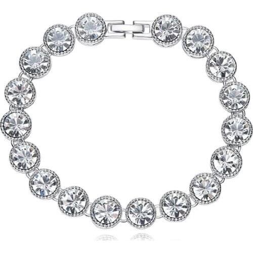 COCOM Fashion White Rhinestone Women Bracelet Embellished with Crystal from Austria Anniversary Jewelry Gift for Women and Girls