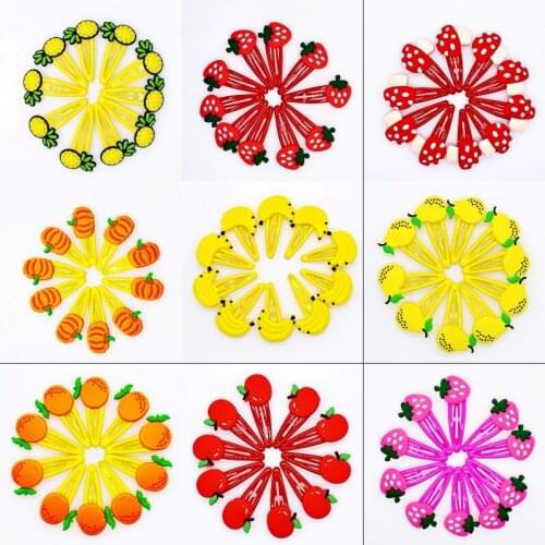 Kids Birthday Gift 10Pcs Cute Girls Hairpins Fruits/Vegetables Shaped Hairpin Children Hair Accessories Theme Party