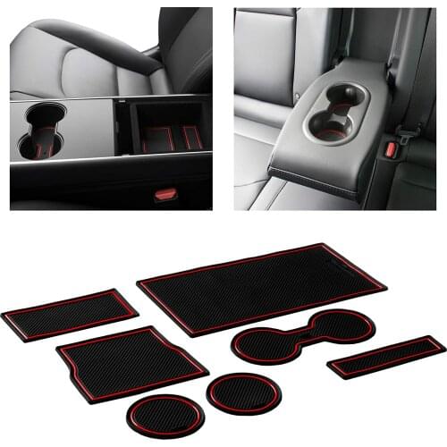 For Tesla Model 3 2017 2018 2019 2020 Rubber Anti-slip Mat Door Groove Cup Pad Phone Cushion Gate Slot Coaster Car Accessories