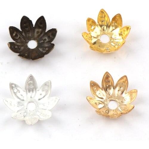11mm Shiny Vintage Filigree Metal Hollow Flower Spacer Beads End Caps Pendant Fashion DIY Charms Connectors Jewelry Findings