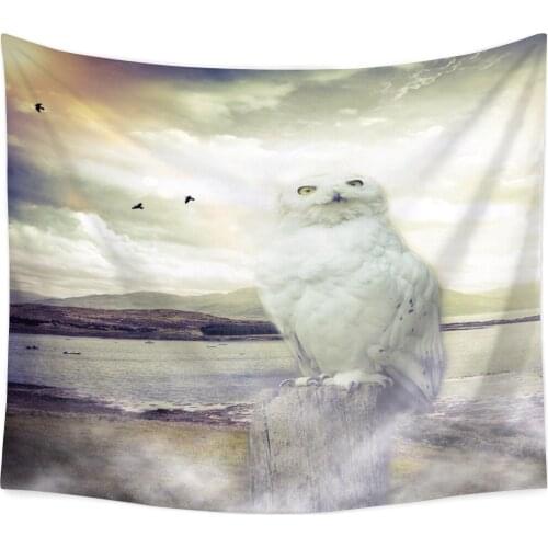 Nordic Style Tapestry Owl Pattern Wall Hanging Living Room Decor Functional Square Large Size Blanket Picnic Cloth