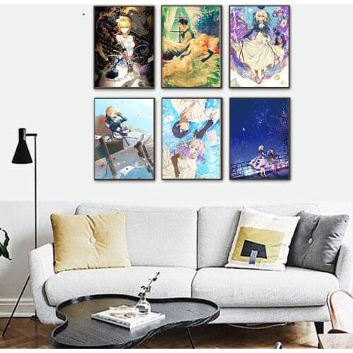 Violet Evergarden Japan Anime Canvas Painting Nordic Style Posters and Prints Wall Art Pictures for Living Room Home Decoration