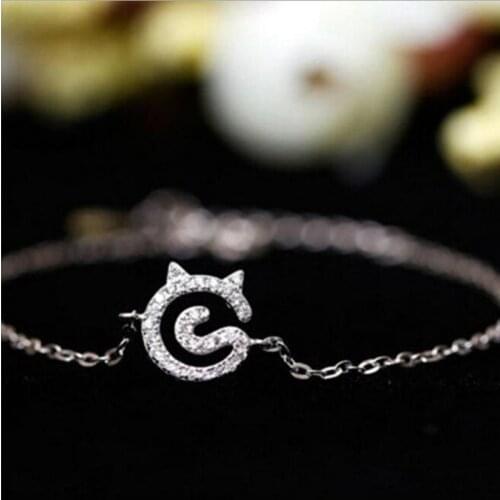 Beautiful Atmosphere 925 Sterling Silver Jewelry Fashion Cute Cat Zircon Crystal Aesthetic Female Popular Bracelet SB32