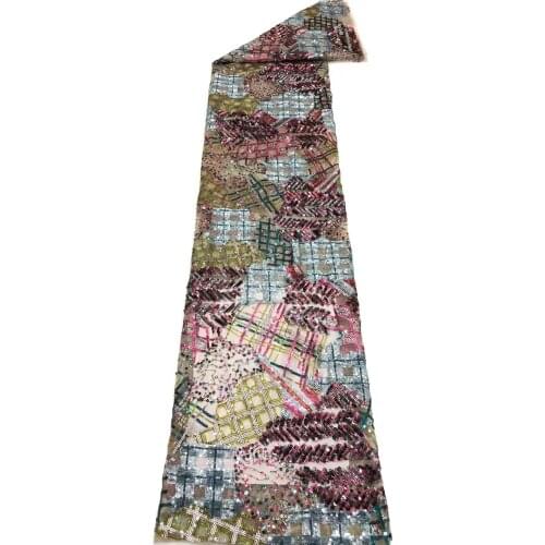 Hot Sale African Mesh Lace Fabric Multicolor Sequins Embroidery Sewing DIY Party Bridal Wedding Dress Trimming 5 Yards Wholesale