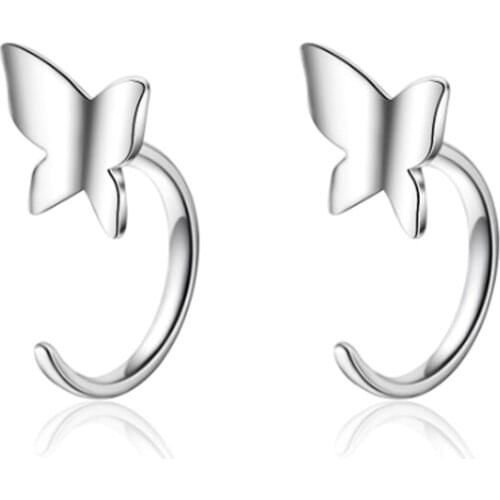 Korean version of the small fresh and fresh trendy personality temperament butterfly silver plated earrings IR030