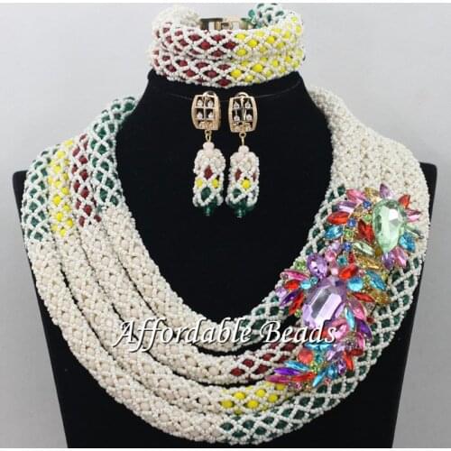 Multicolor African Ladies Jewelry Set Best Selling Beads African Set Charming Design Handmade NCD065