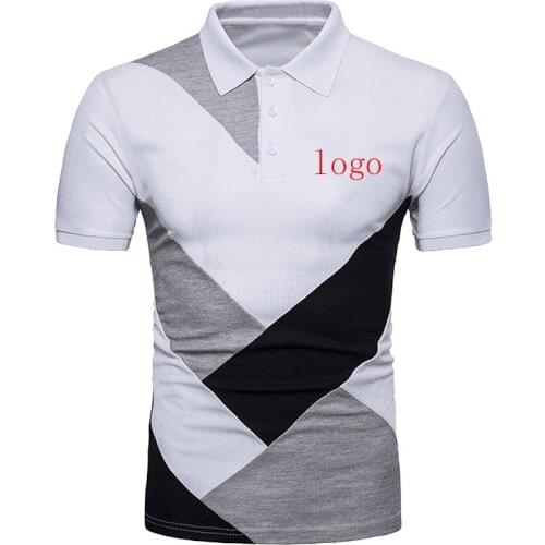 2021 Casual Trend Mens Tops Brand Logo Customization Printing Polo Shirt Power Splicing Summer Cotton Loose Short Sleeve