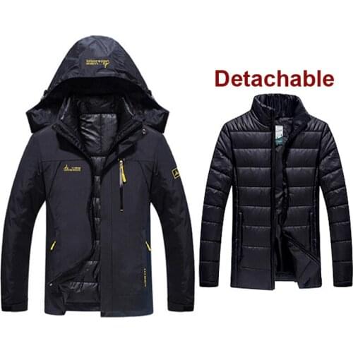 Men Winter Waterproof Fishing Thermal 2 Pieces Inside Cotton-Paded Jacket Trekking Hiking Camping Skiing Climbing Outdoor Jacket