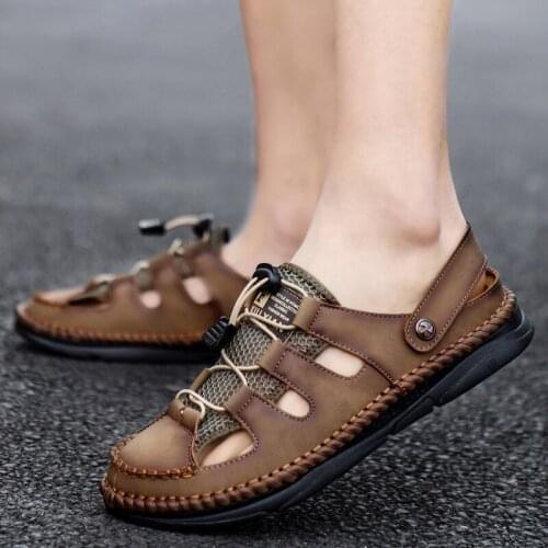 New Summer Sandals Men Leather Classic Roman Sandals and Slipper Outdoor Sneaker Beach Rubber Flip Flops Men Sandals Tide