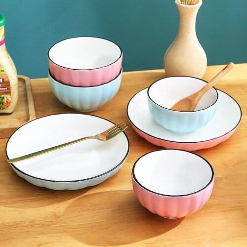 Dishes set household Japanese tableware creative personality net red ceramic dishes couple set tableware ceramic bowl bowls