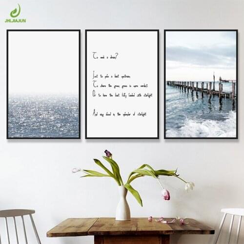 JHLJIAJUN Wall Picture Decor Painting Canvas Print Poster Sea Scenery English Letter Nature Wall Pictures For Home Decor