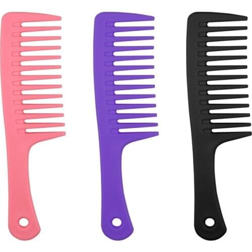 New Anti-static Large Wide Tooth Resin Hairdressing Comb Women Tranparent hanging Hole Handle Grip Curly Hair Hairbrush