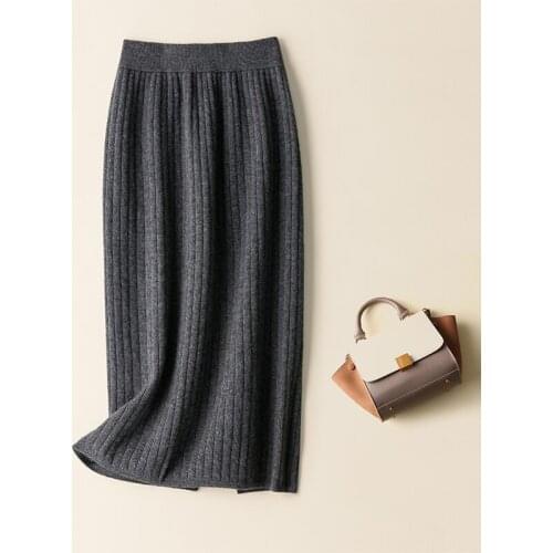 New Style 100% Pure Wool Skirt Slim Warm Skirt Womens One-step Skirt Bag Hip Skirt Autumn and Winter Knitted Bottoming Skirt