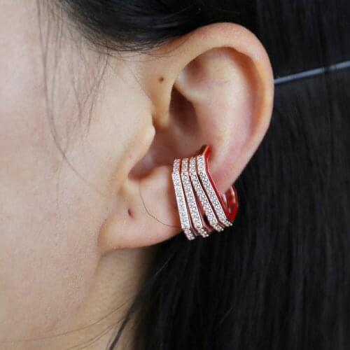 2021 New Fashion G shaped Stackable Cartilage Earring for Women Charm CZ Crystal Huggies Ear Cuff Female Non Pierced Jewelry