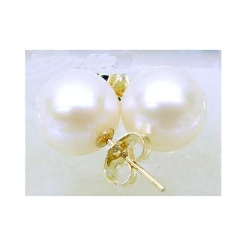New Arrival Favorite Pearl AAA Top Quality 9MM White Akoya Pearl Stud Earrings 14k Gold Plated Hook Charming Lady Gift
